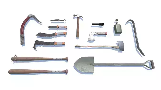 Survival Kit Tools Weapons and Equipment Low-poly 3D model