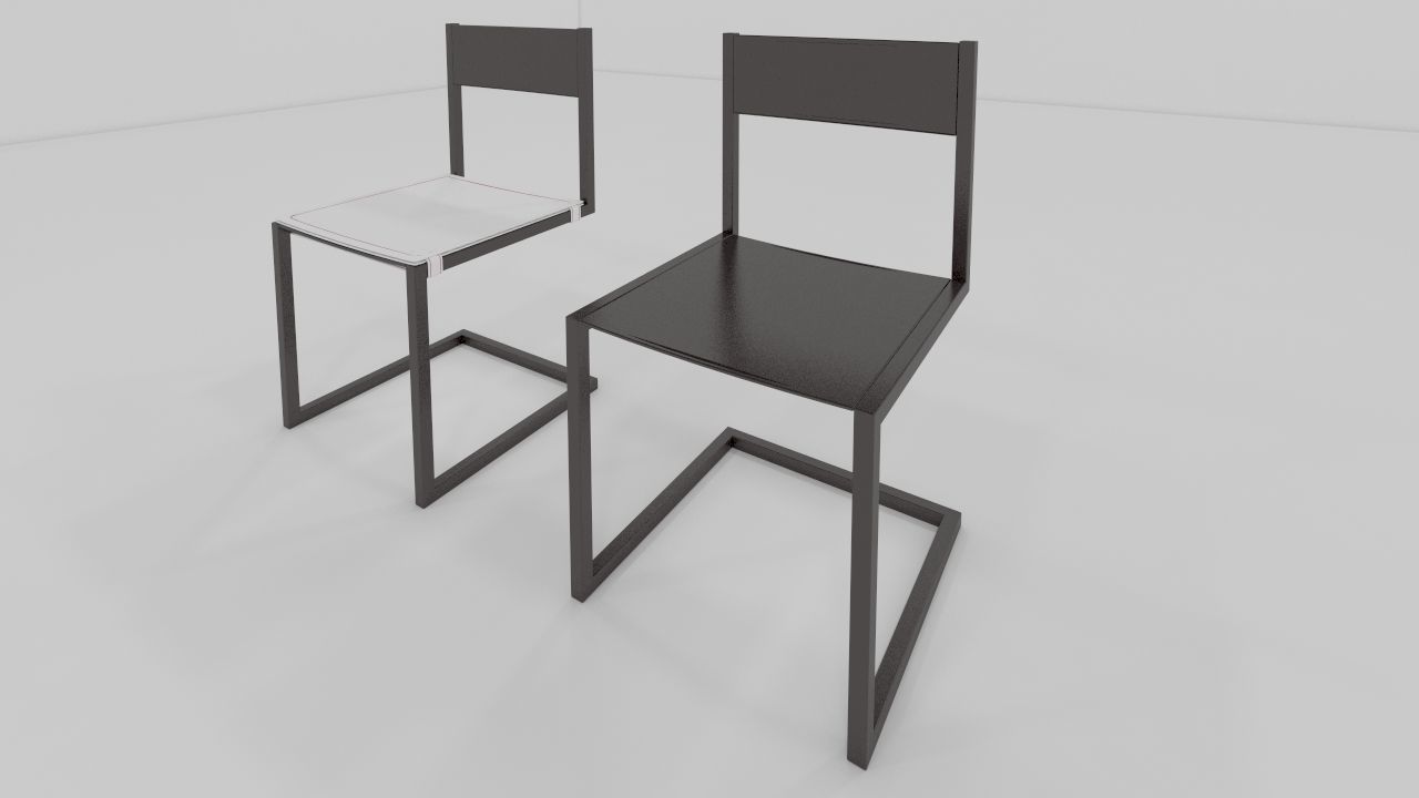 silla linea oda Low-poly 3D model_1