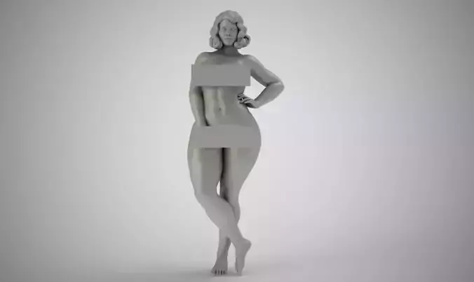 Curvaceous woman in bikini 3D print model