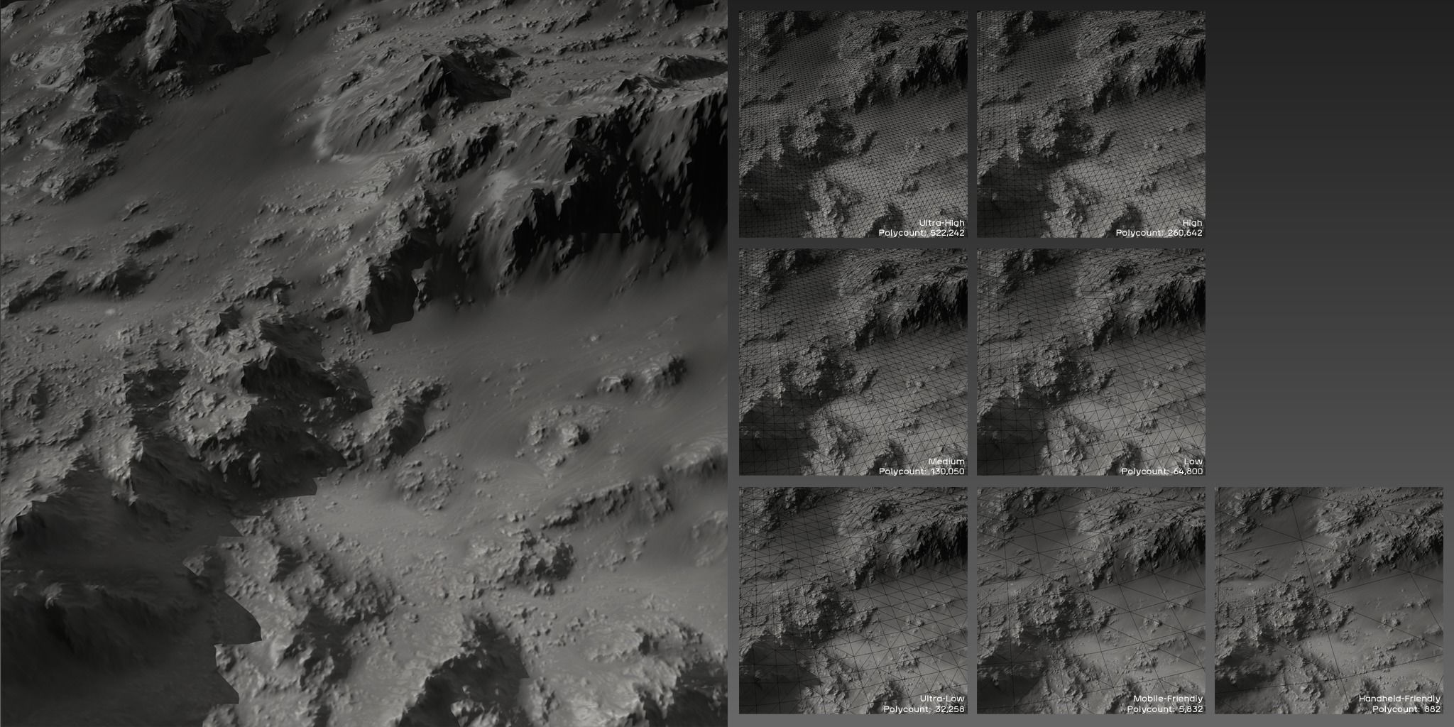 Large-Scale Moon Environment - Craters Low-poly 3D model_6