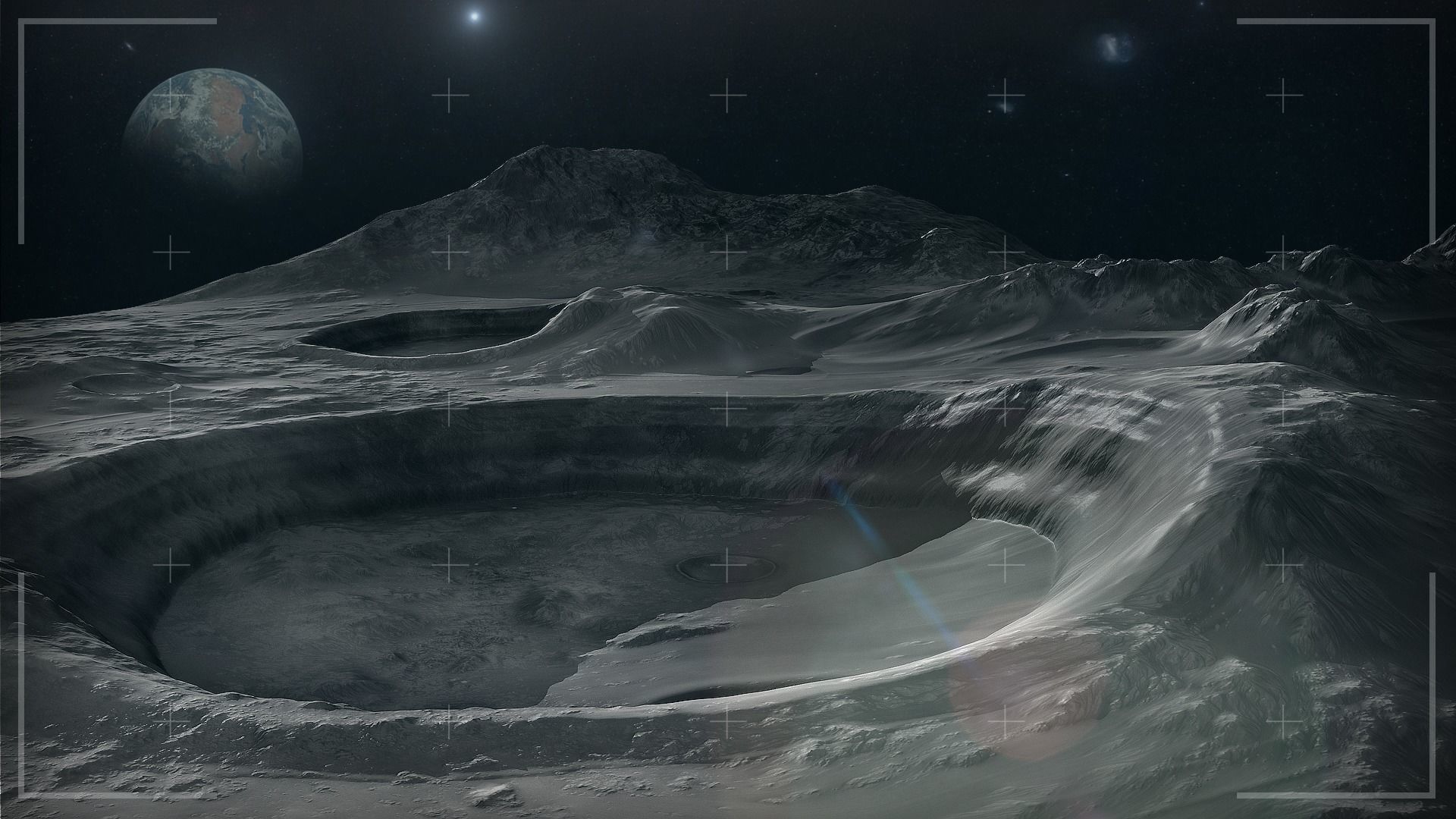 Large-Scale Moon Environment - Craters Low-poly 3D model_1