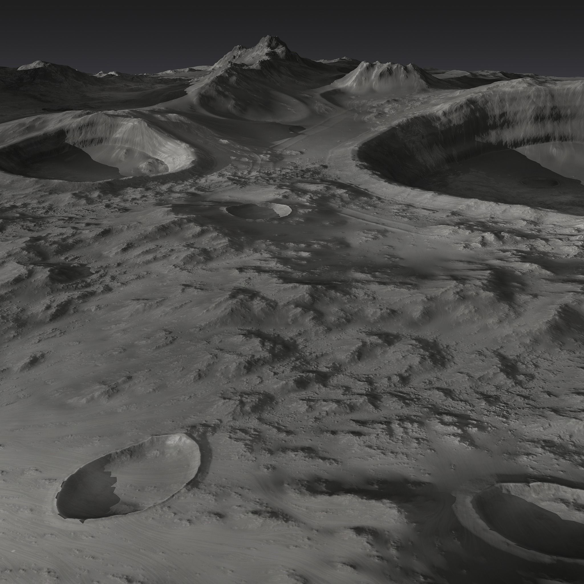 Large-Scale Moon Environment - Craters Low-poly 3D model_3