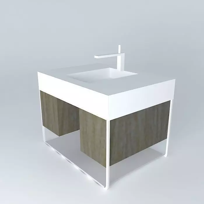 Traverse bathroom vanity with wooden sink Free 3D model