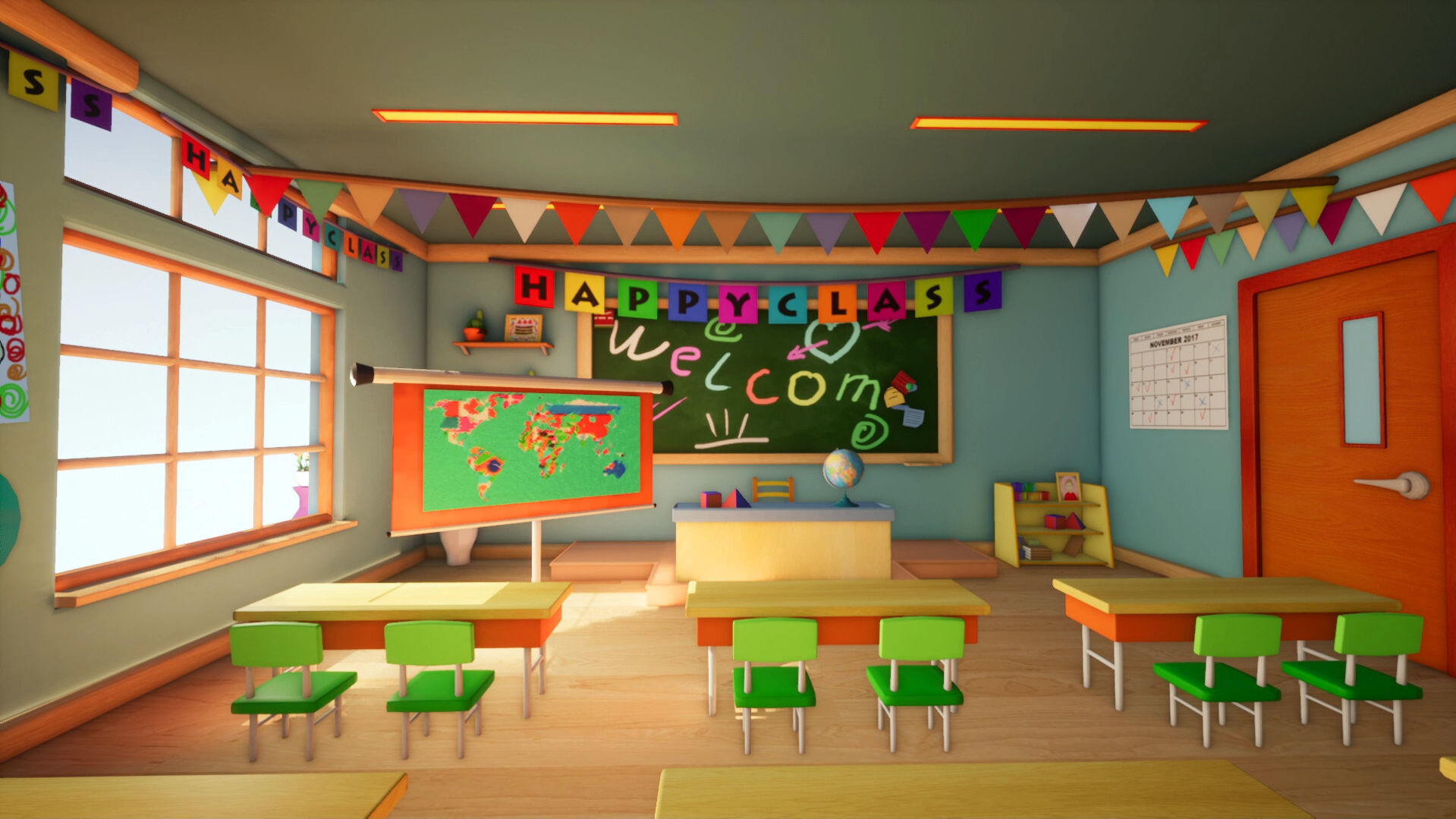 Class room - 3D model for Cartoons 3D model_6