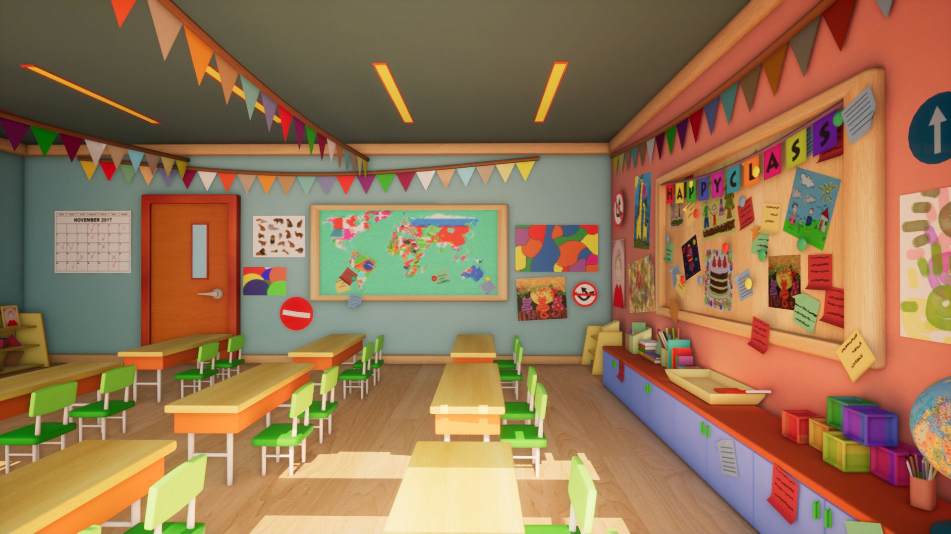 Class room - 3D model for Cartoons 3D model_4
