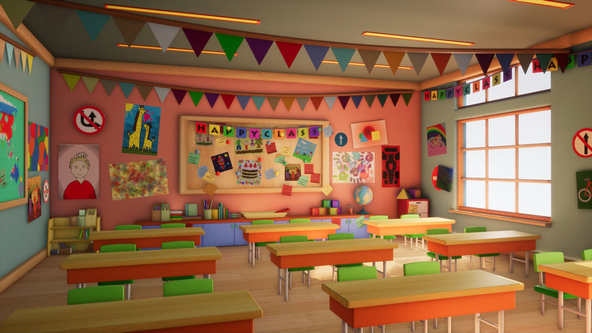 Class room - 3D model for Cartoons 3D model_10