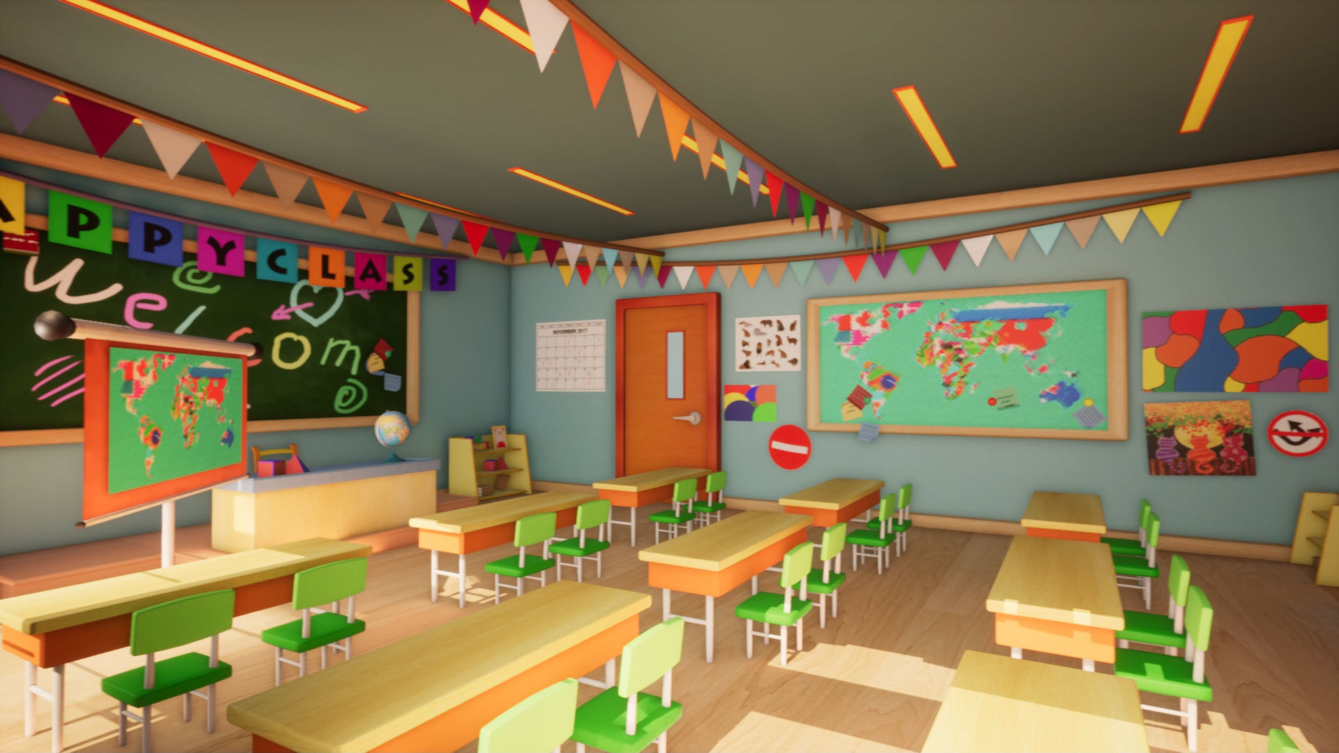 Class room - 3D model for Cartoons 3D model_7