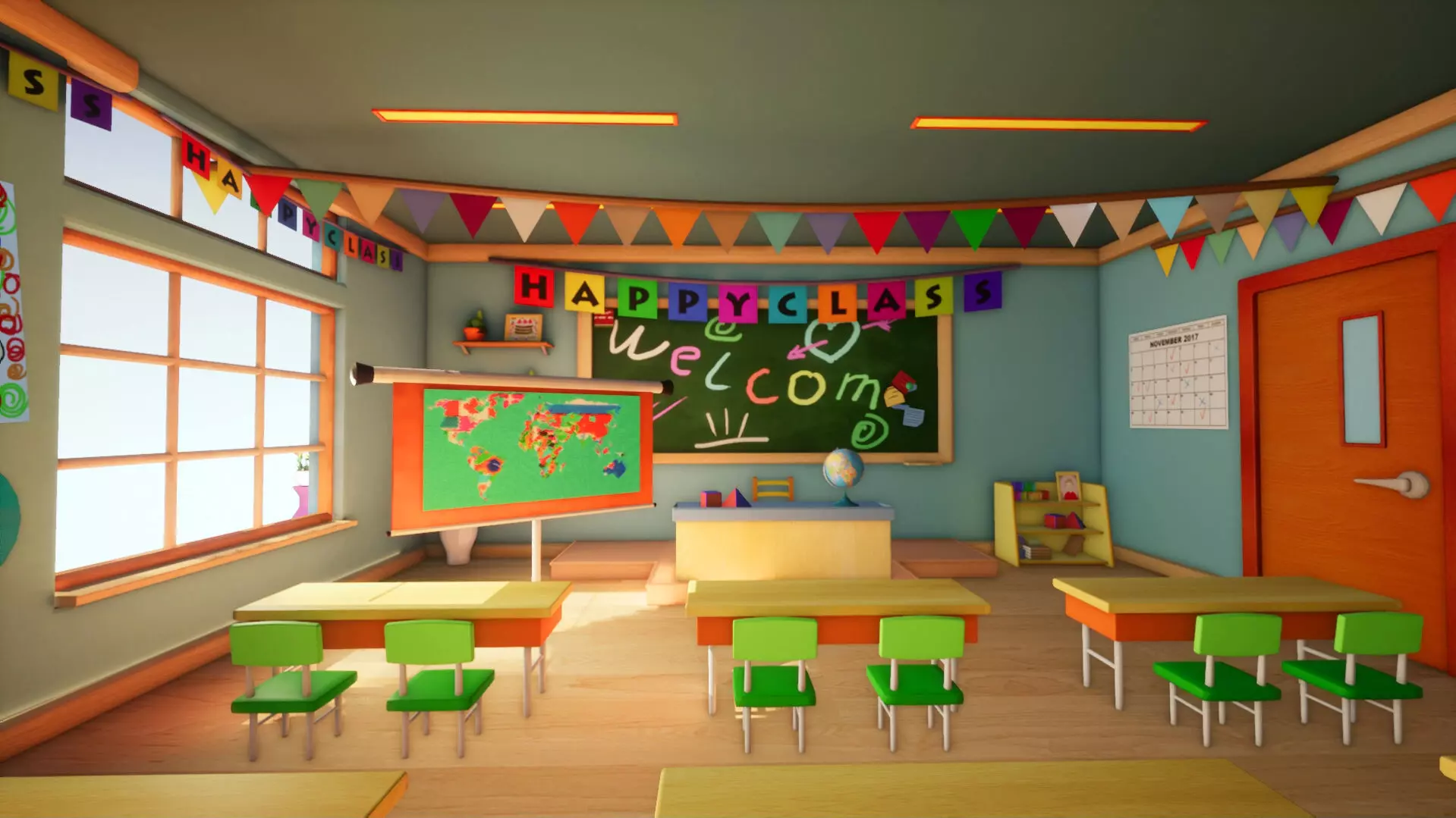 Class room - 3D model for Cartoons 3D model_0