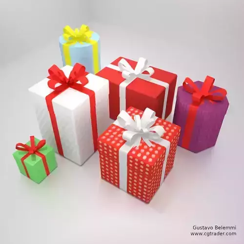 6 Gift Boxes with Wrap Textures 3D model