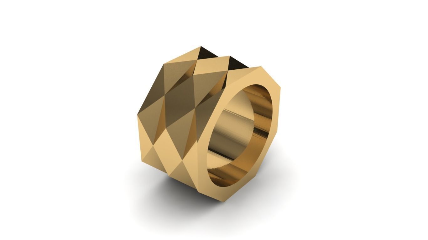 Polygonic Ring 3D print model_4