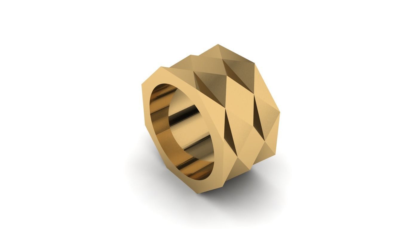 Polygonic Ring 3D print model_5