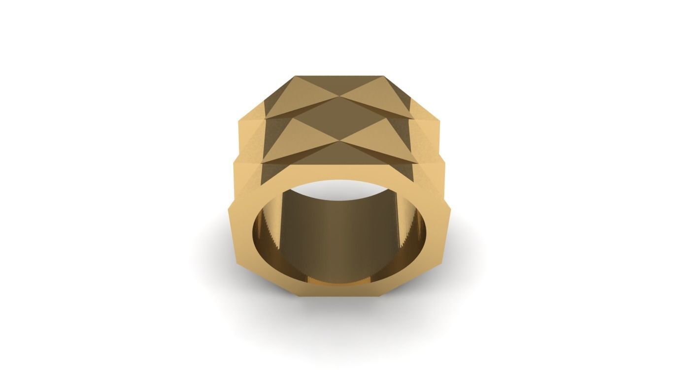 Polygonic Ring 3D print model_3