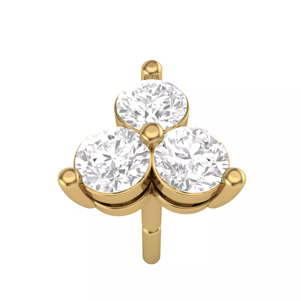 Earring-7 plant stem with two balls 3D print model_0