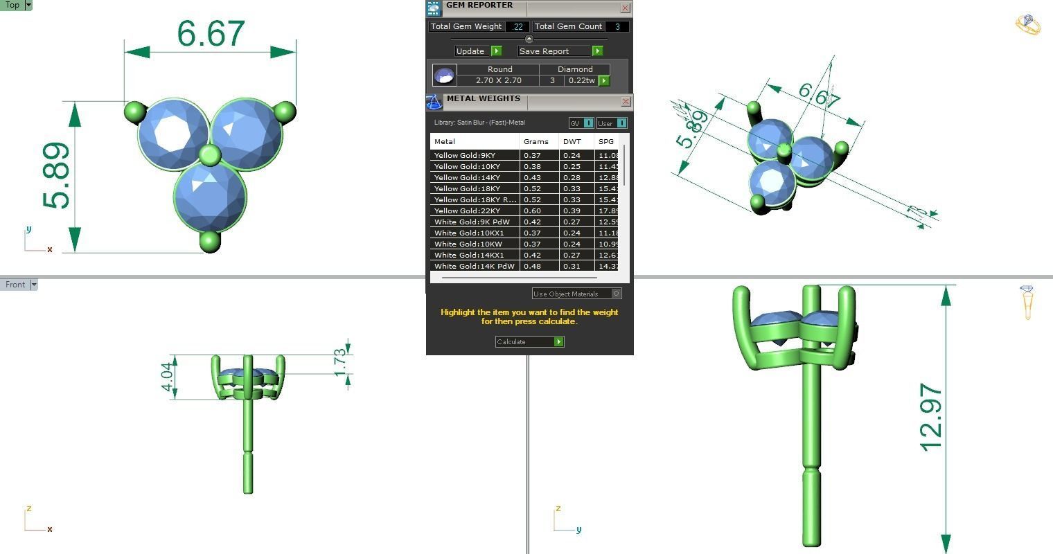 Earring-7 plant stem with two balls 3D print model_4