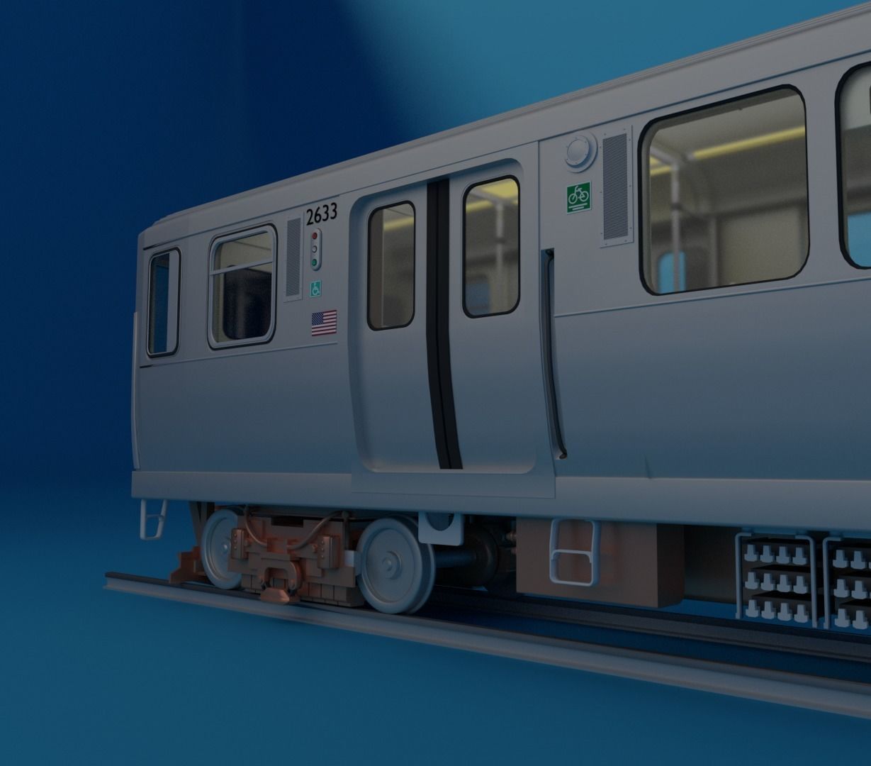 Chicago L Subway train with interior 3D model_5
