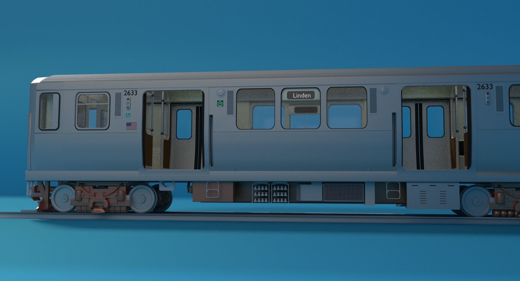 Chicago L Subway train with interior 3D model_2
