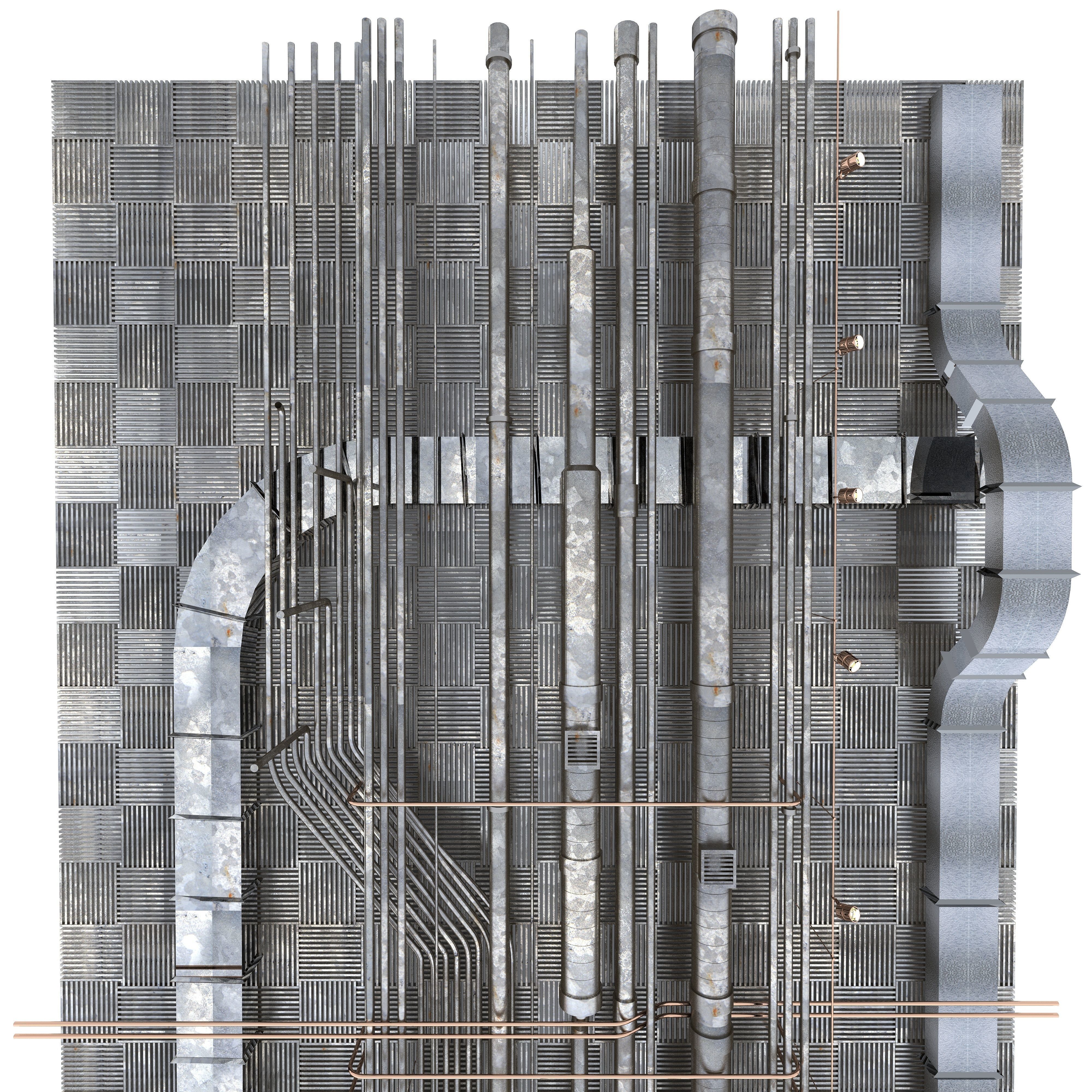 Pipes industrial ceiling 3D model_3