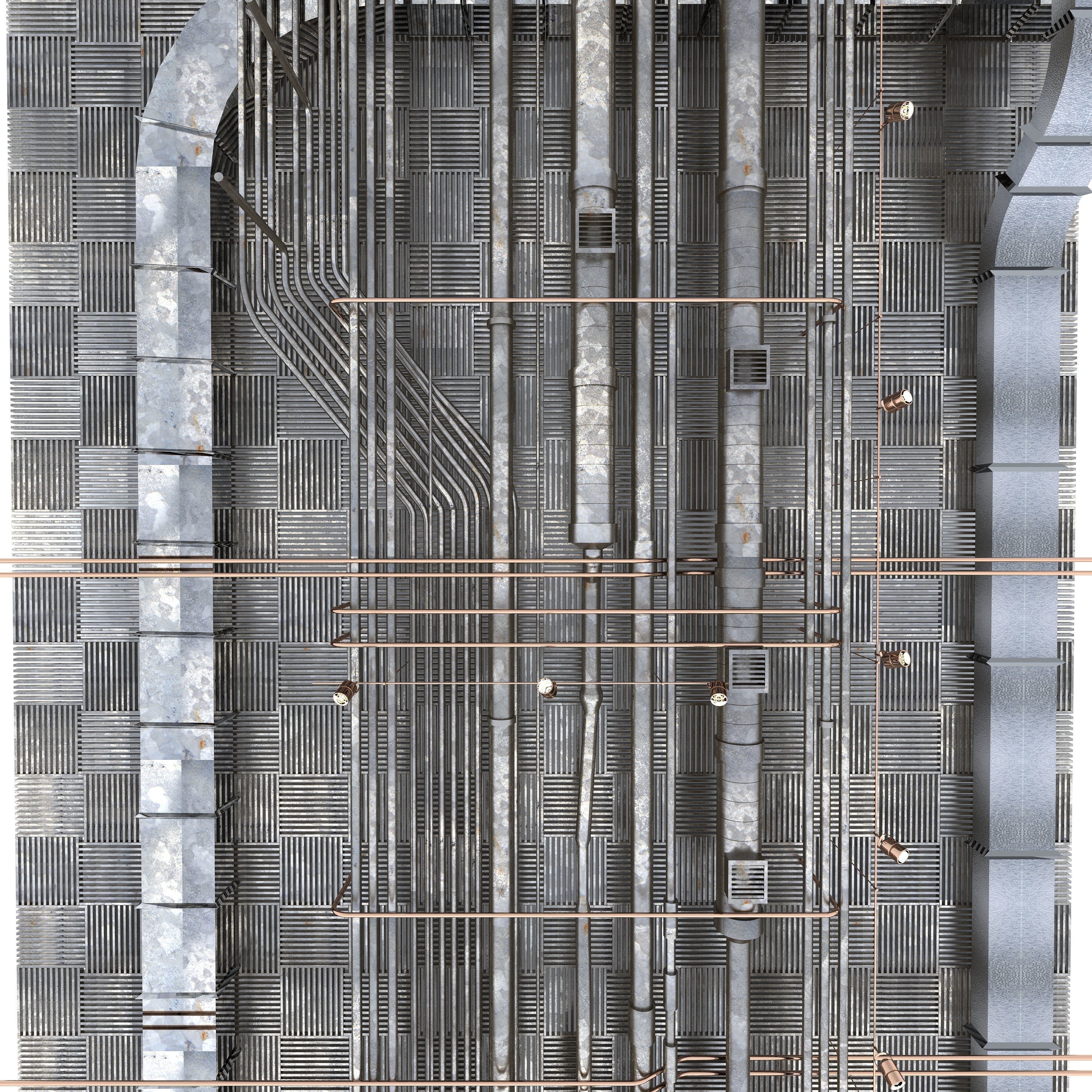 Pipes industrial ceiling 3D model_4