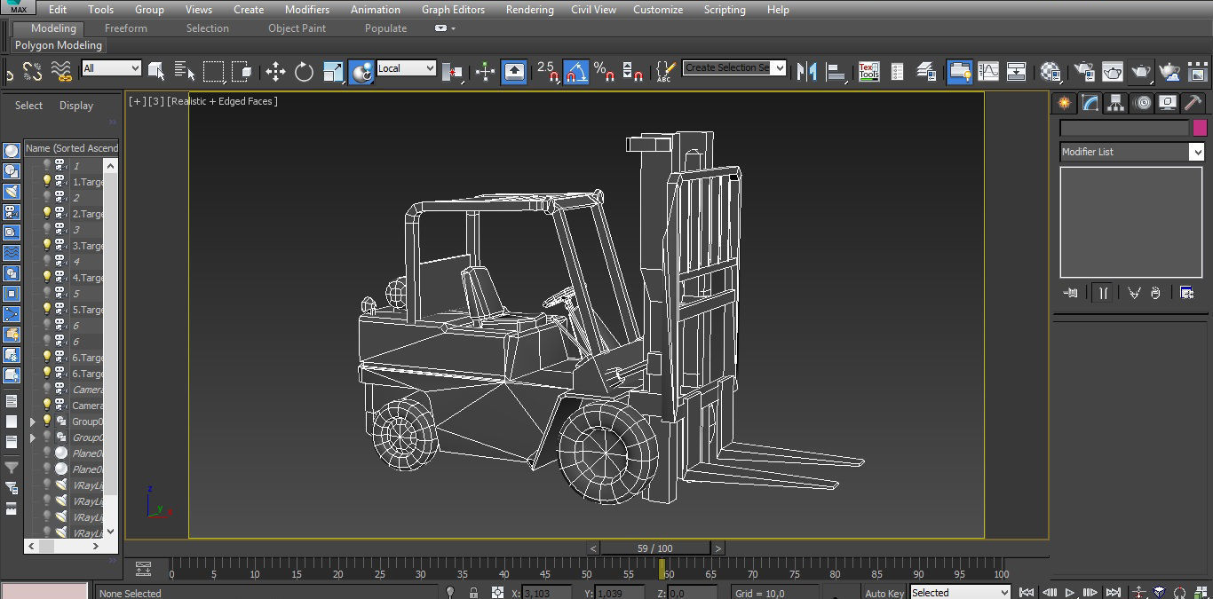 Forklift truck Low-poly 3D model 3D model_8