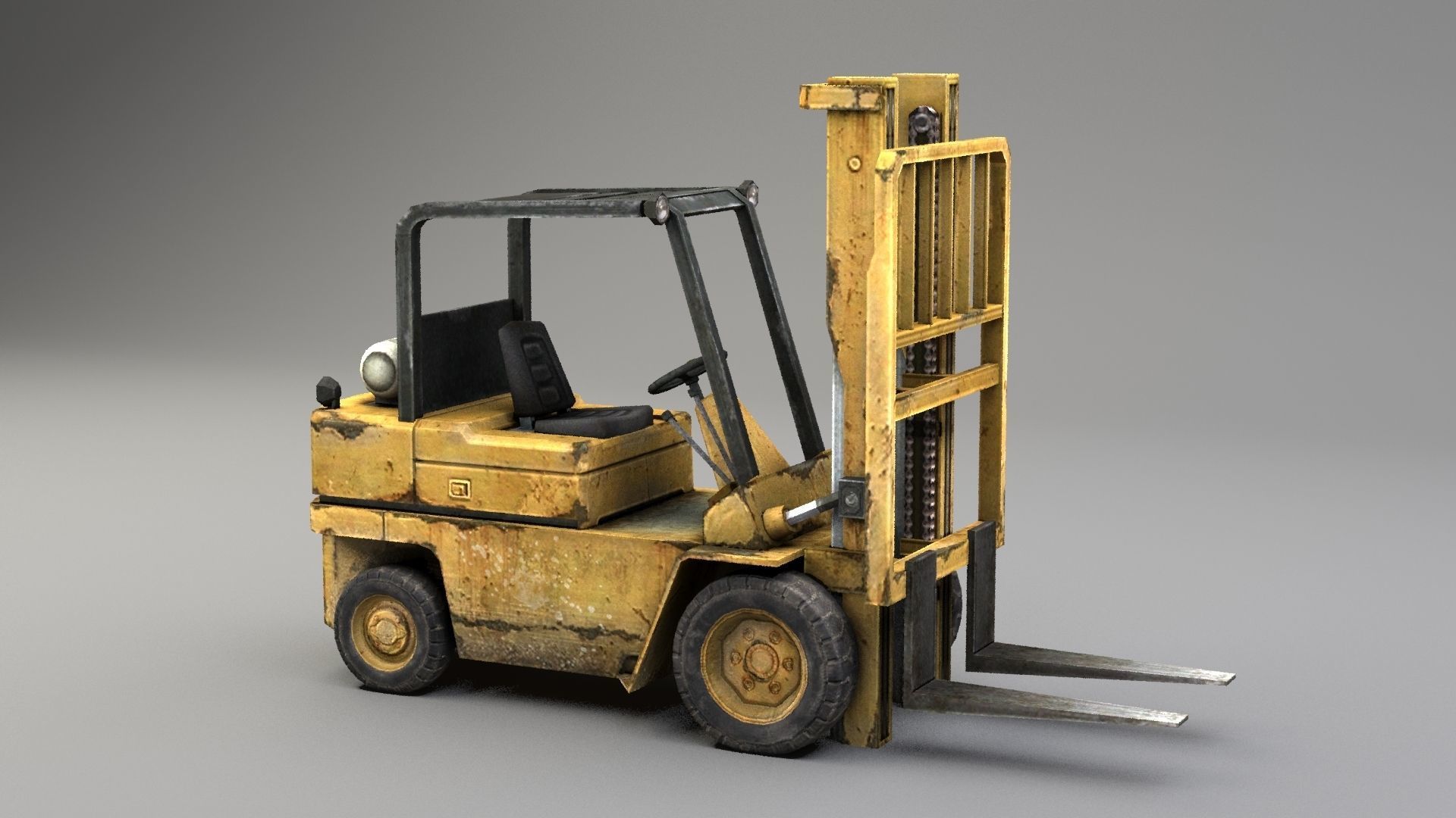 Forklift truck Low-poly 3D model 3D model_3
