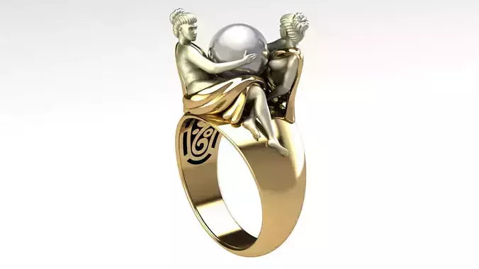 ring Angel and pearl