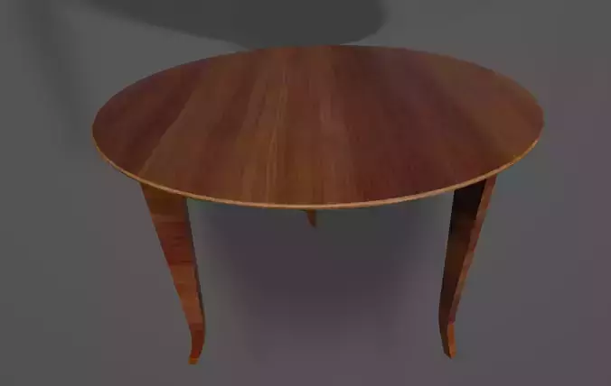 3-Leg Wooden round kitchen table Low-poly 3D model