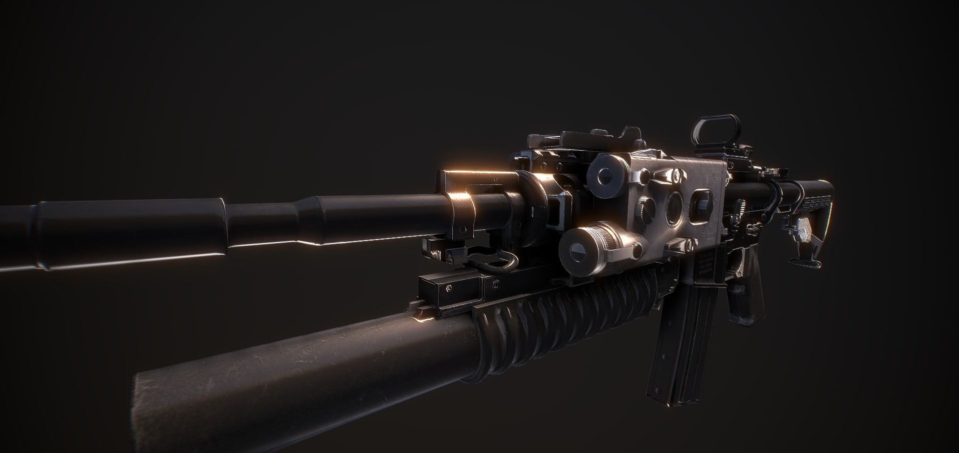 M4A1 Full Mod Low-poly 3D model_4