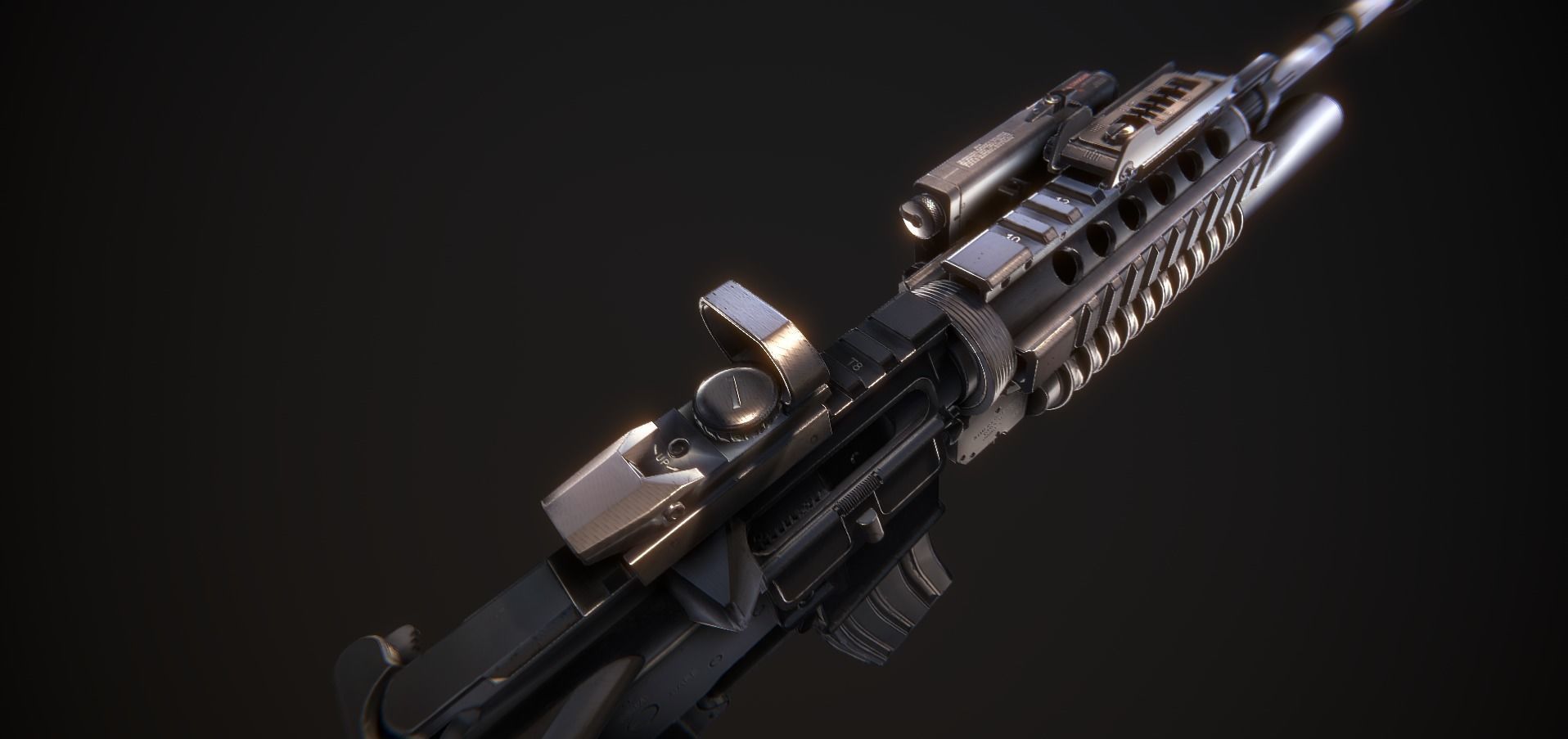 M4A1 Full Mod Low-poly 3D model_8