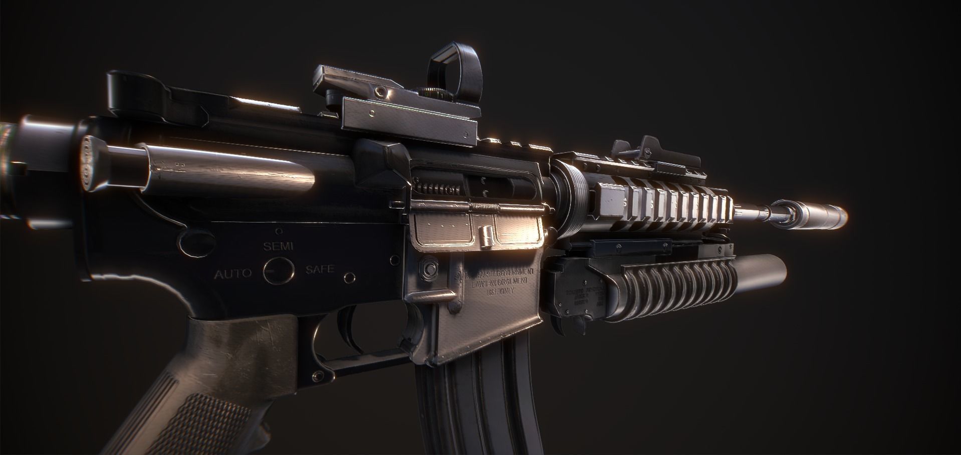 M4A1 Full Mod Low-poly 3D model_7