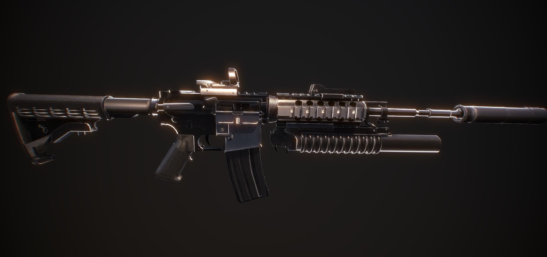 M4A1 Full Mod Low-poly 3D model_2