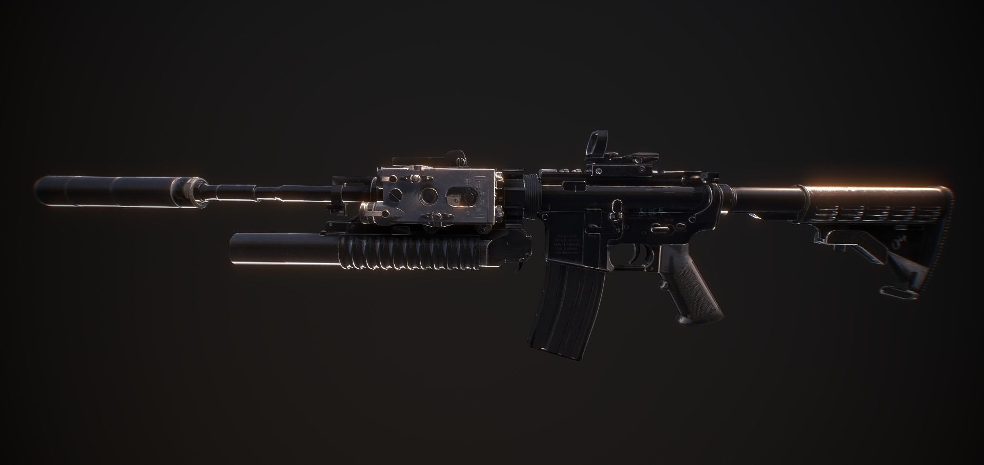 M4A1 Full Mod Low-poly 3D model_3