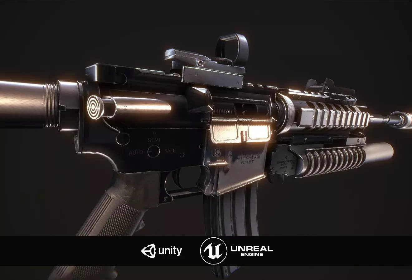 M4A1 Full Mod Low-poly 3D model_0