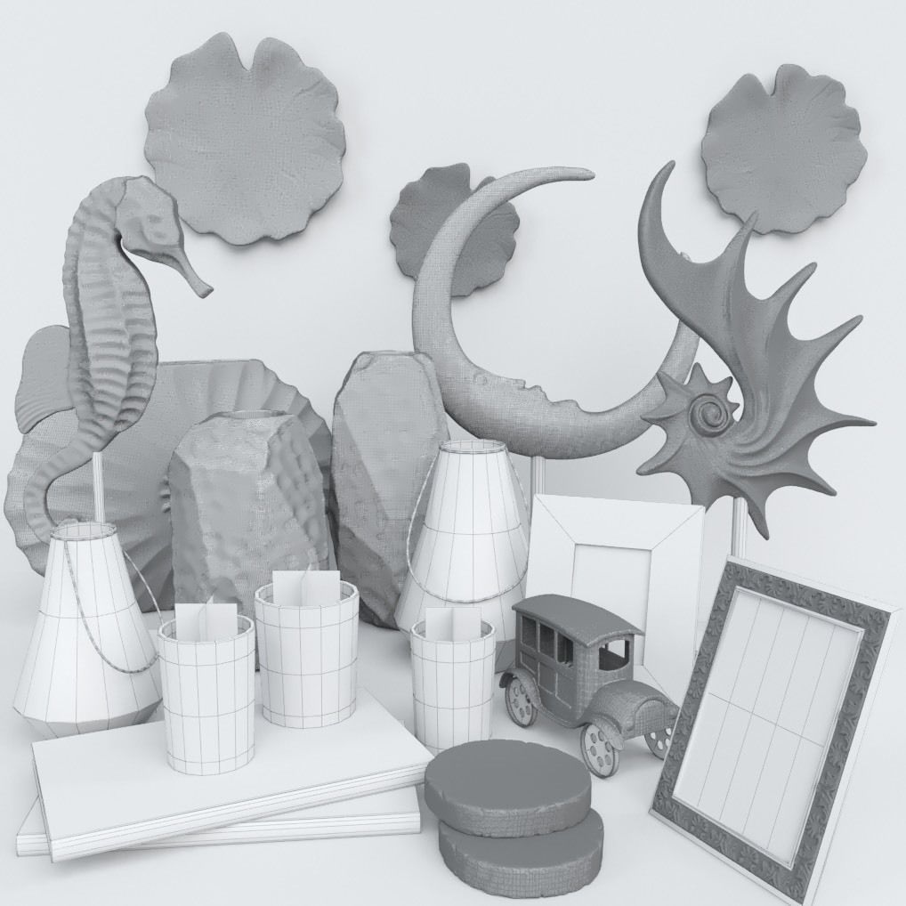 Decorative set Sculptures for the hall 3D model_1