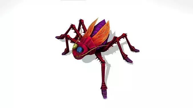 Animated Funny Cartoon Crazy Insect Roach Low-poly 3D model