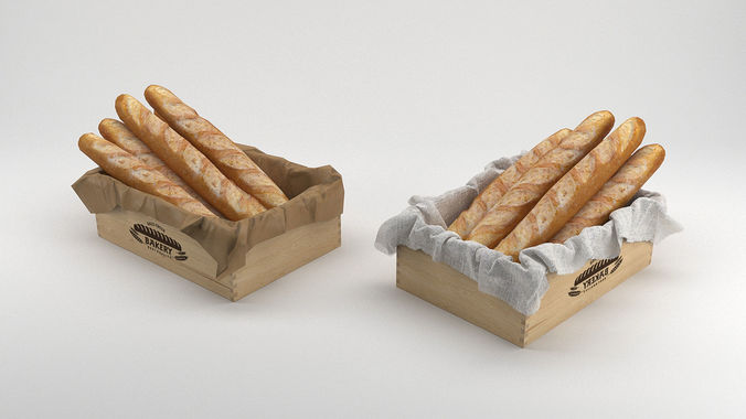 Breadroll Basket  baguette  breadbox Low-poly 3D model
