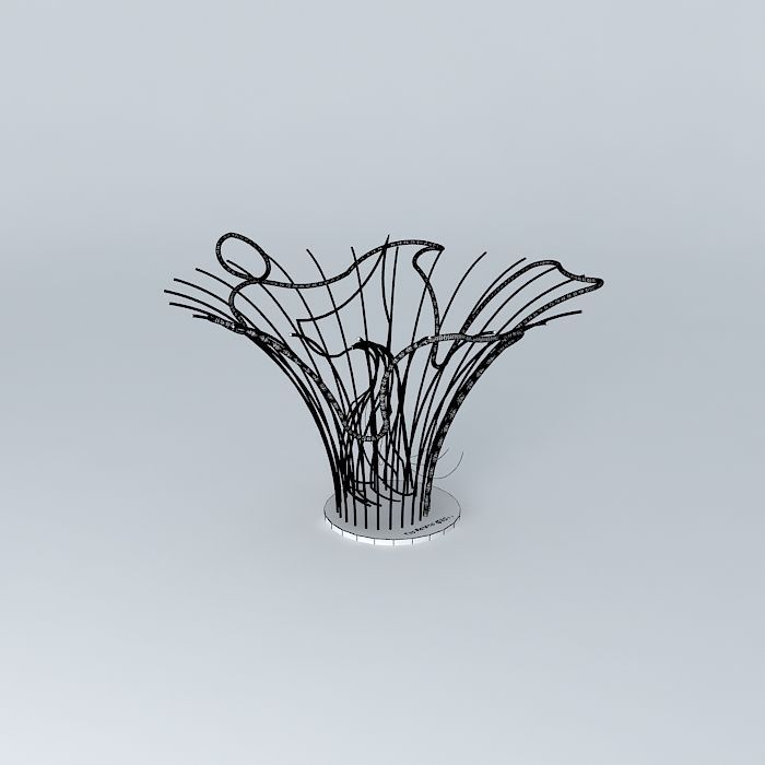 Fish Splash Sculpture Free 3D model_3