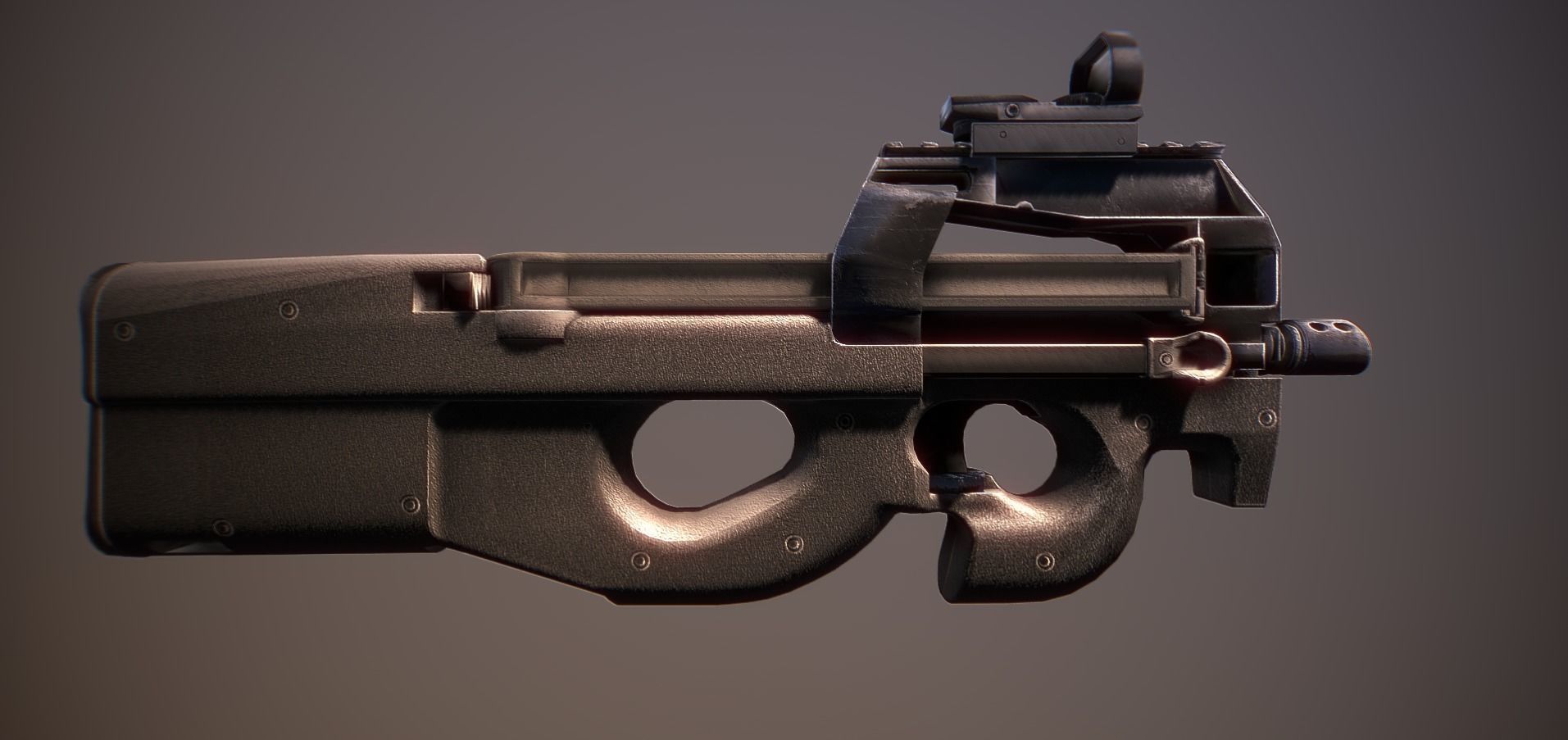 P90 gun Low-poly 3D model_10