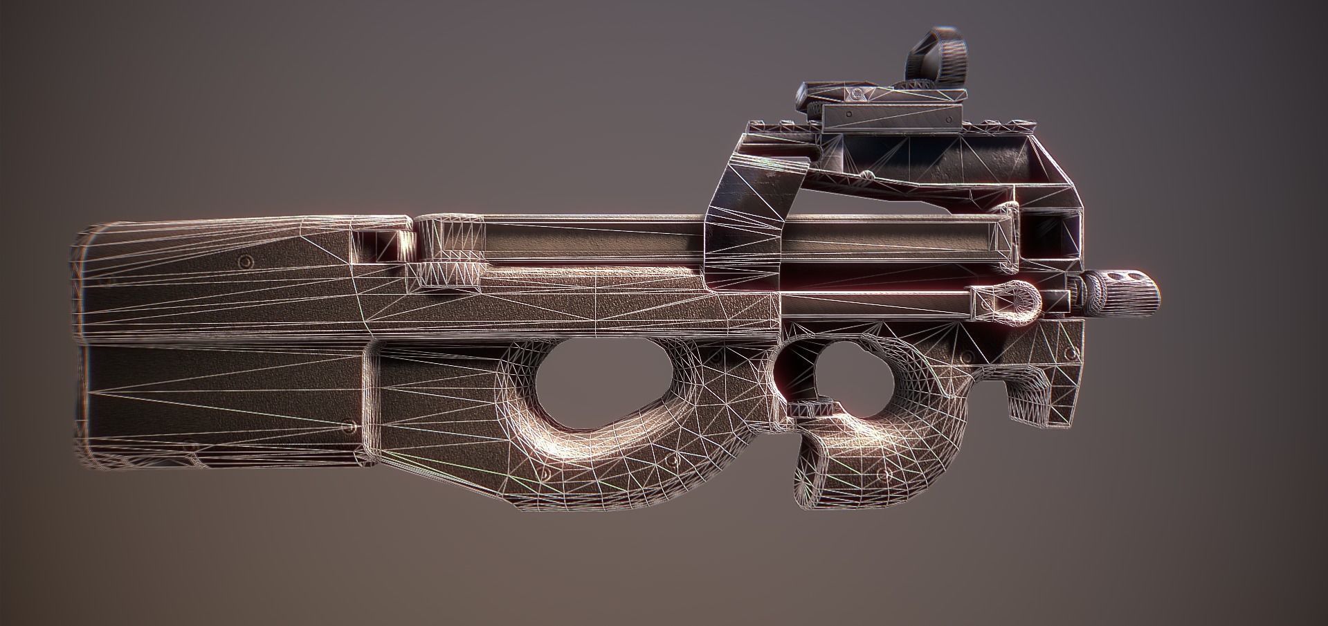 P90 gun Low-poly 3D model_11