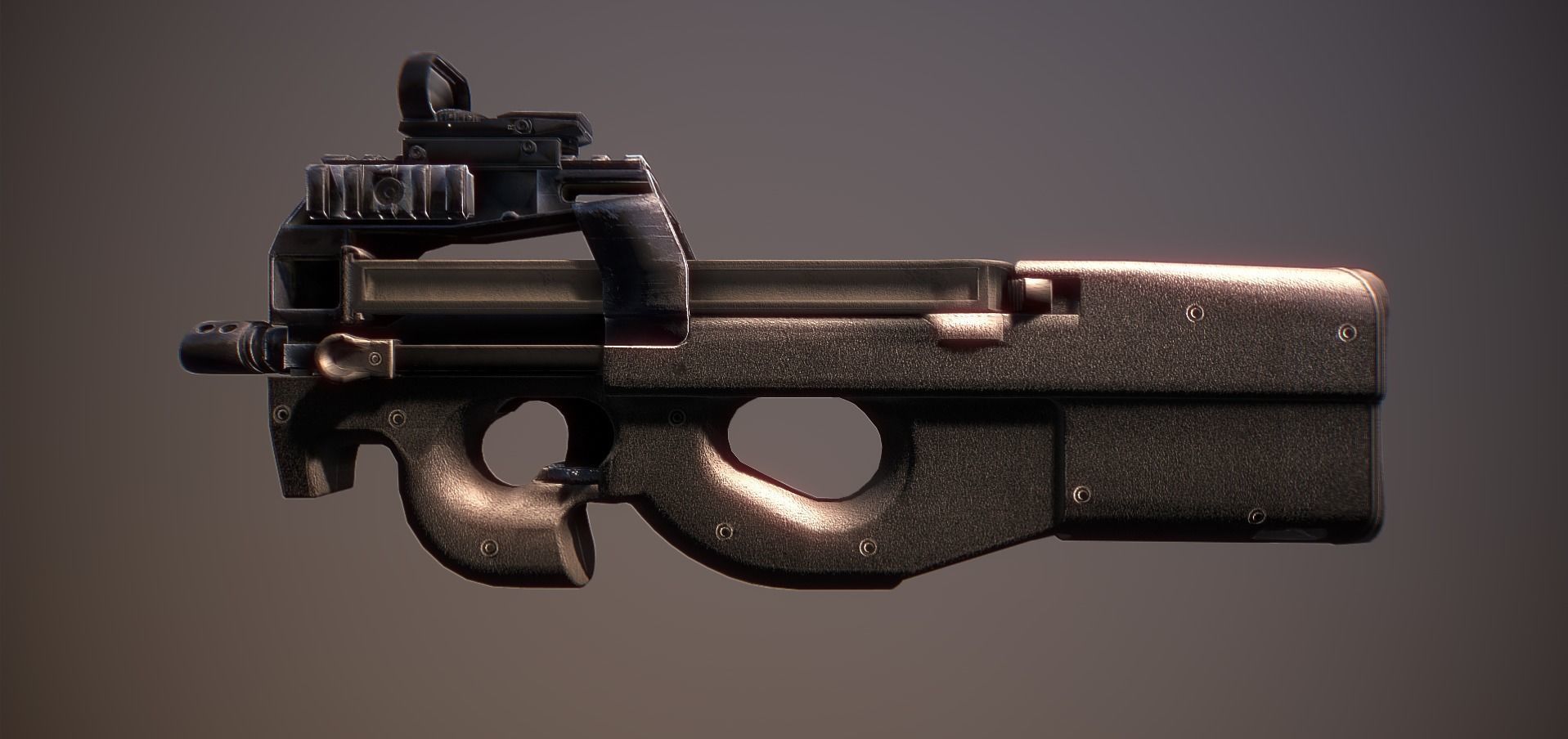 P90 gun Low-poly 3D model_8