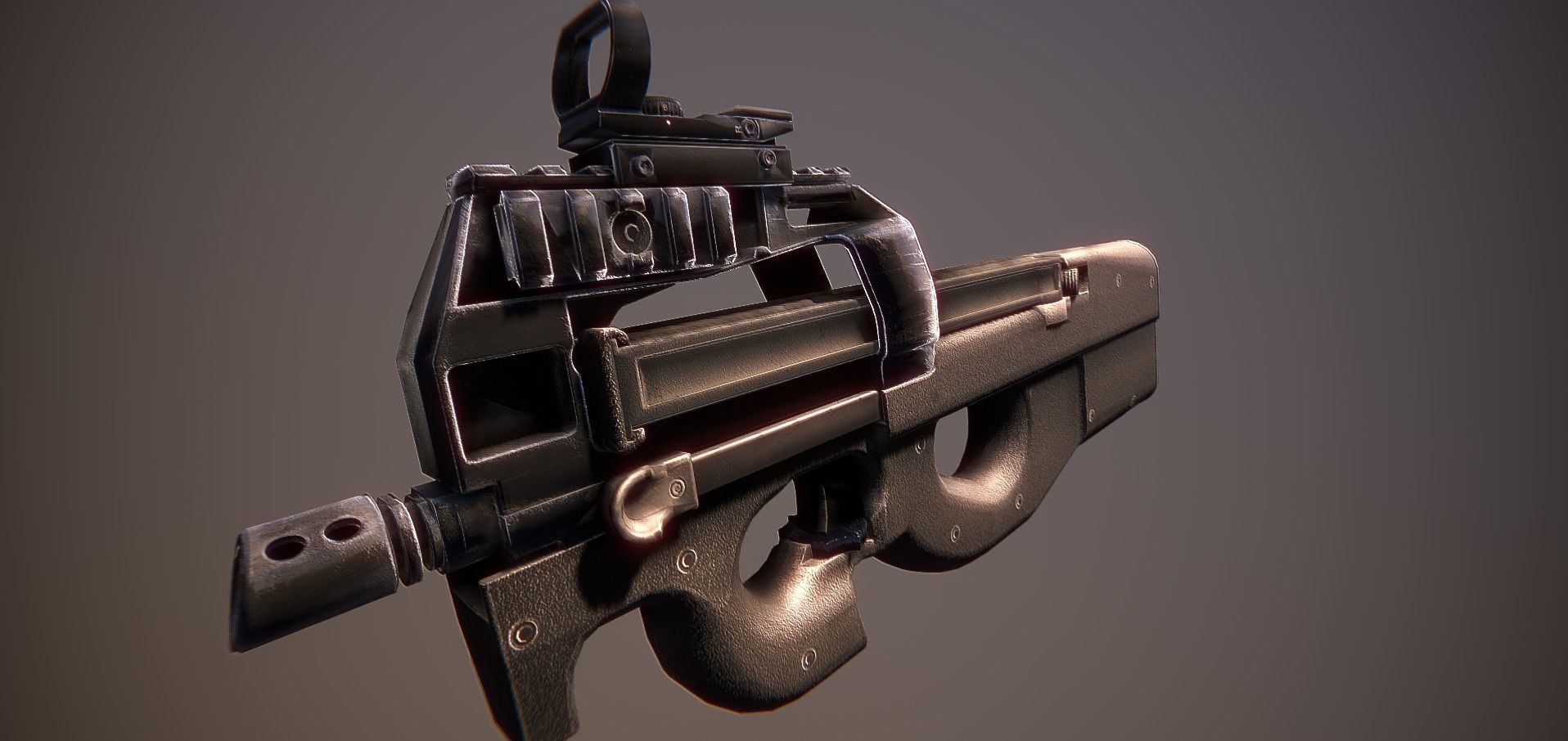 P90 gun Low-poly 3D model_1