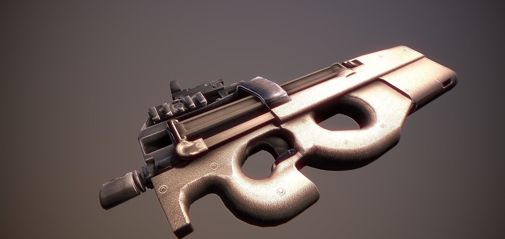P90 gun Low-poly 3D model_4
