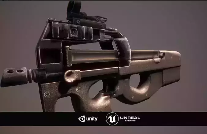 P90 gun Low-poly 3D model