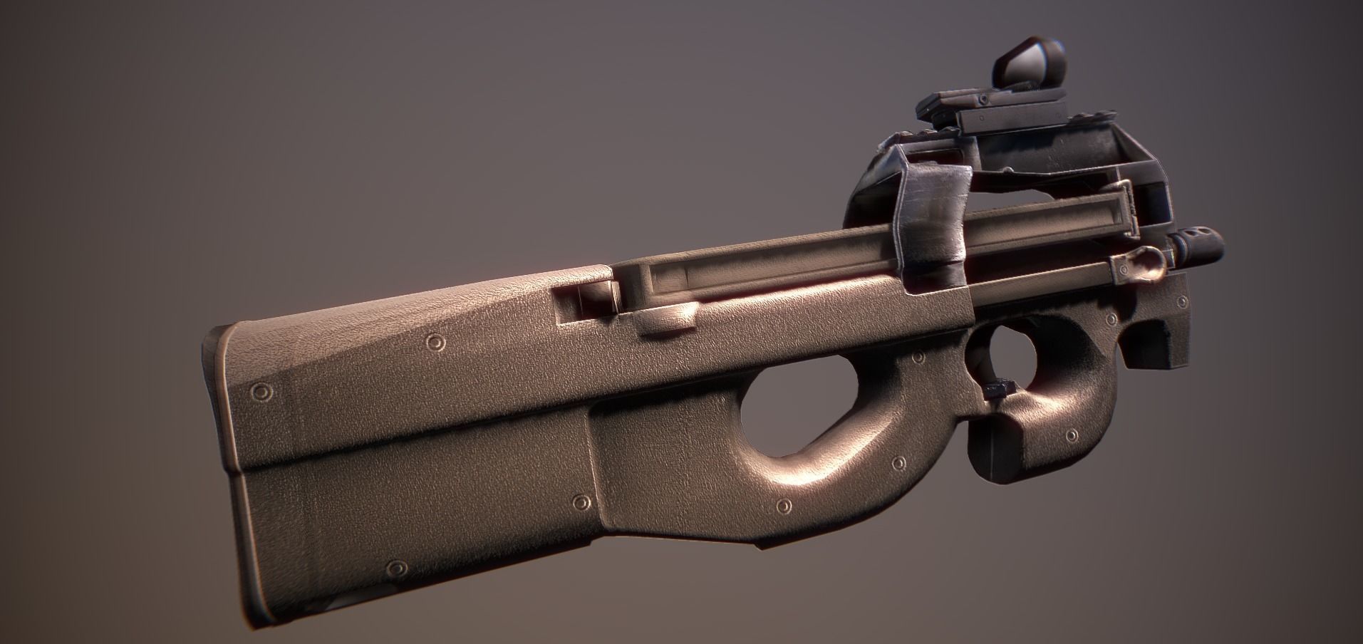 P90 gun Low-poly 3D model_2