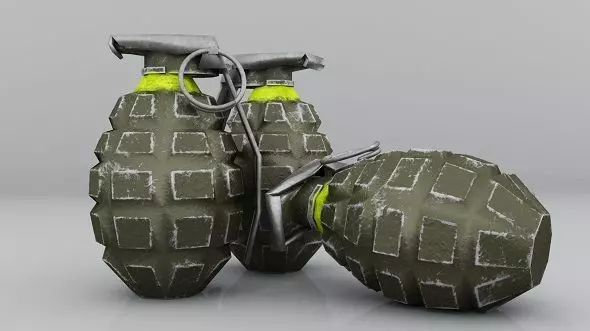 Grenade three grenades Free low-poly 3D model_0