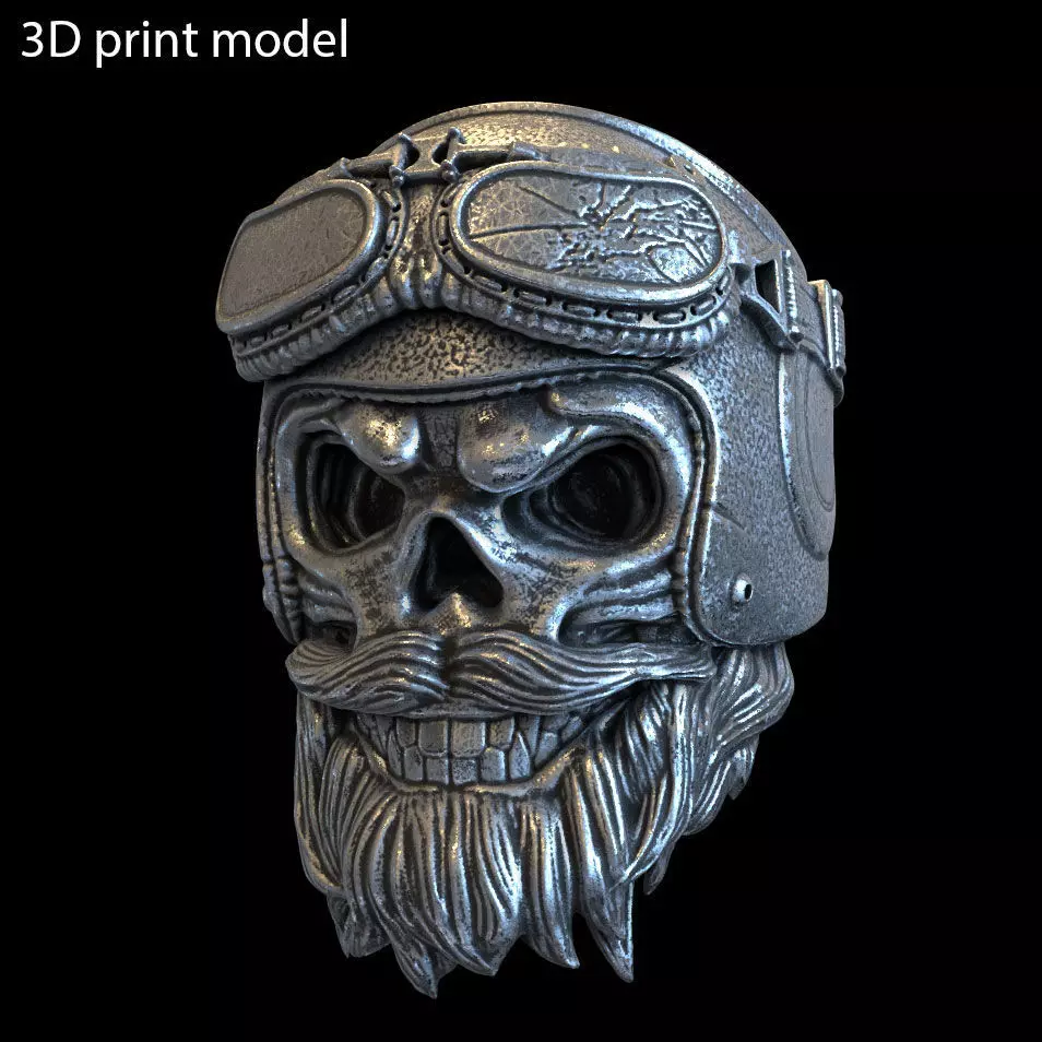 skull ring biker helmet vol 2 jewelry 3D print model_0