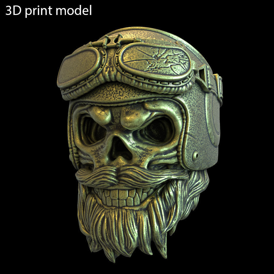 skull ring biker helmet vol 2 jewelry 3D print model_4
