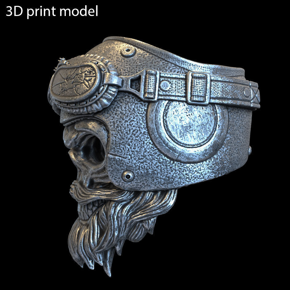skull ring biker helmet vol 2 jewelry 3D print model_2