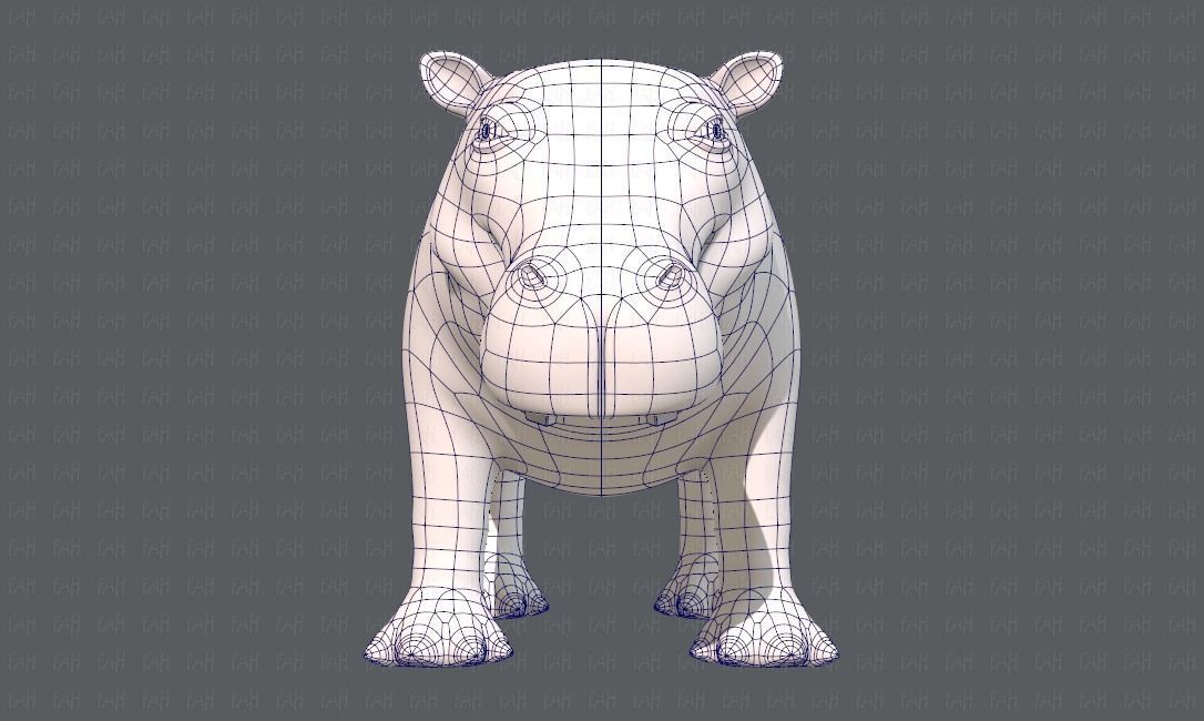 Hippo V01 Low-poly 3D model_9