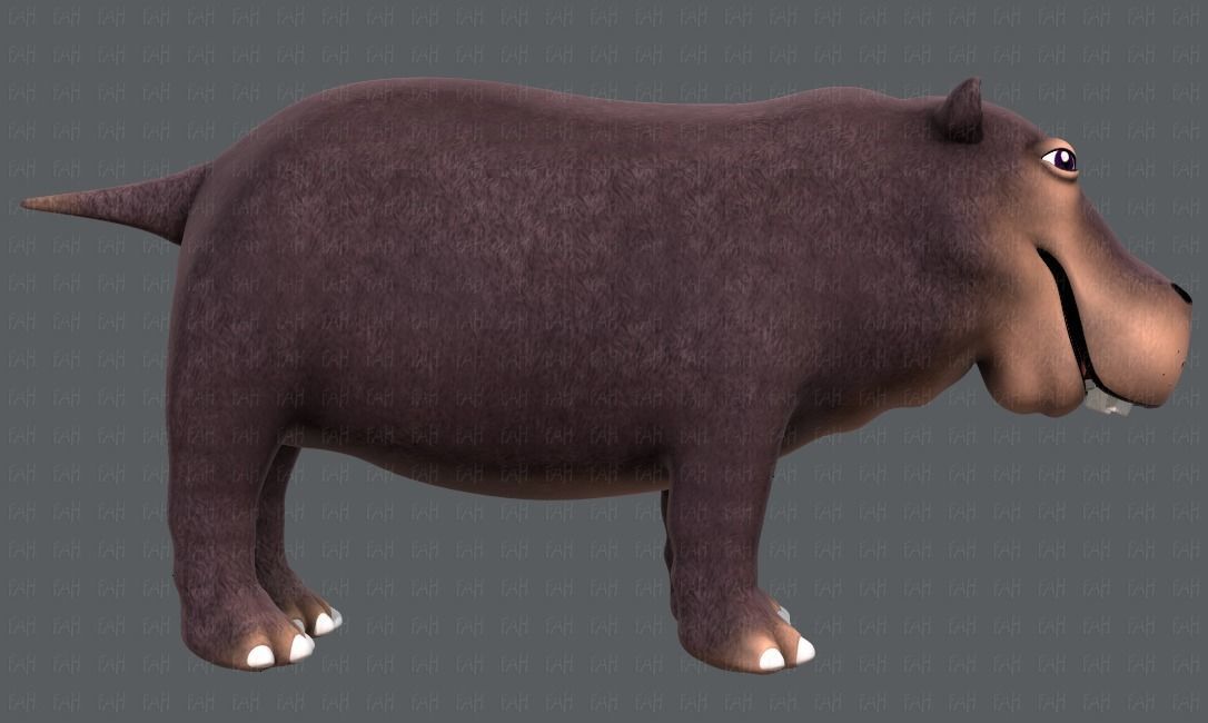 Hippo V01 Low-poly 3D model_3