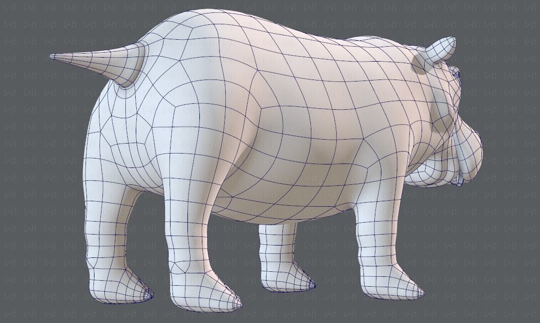 Hippo V01 Low-poly 3D model_40